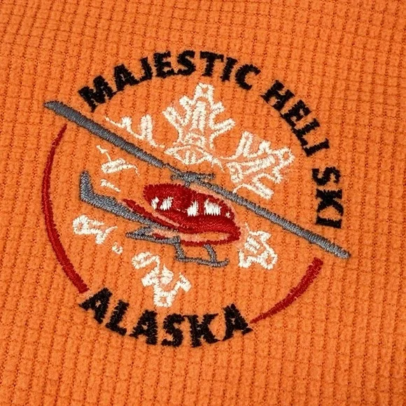 Arcteryx Womens Delta LT Zip Neck Jacket M Orange Alaska Majestic Heli Ski Logo